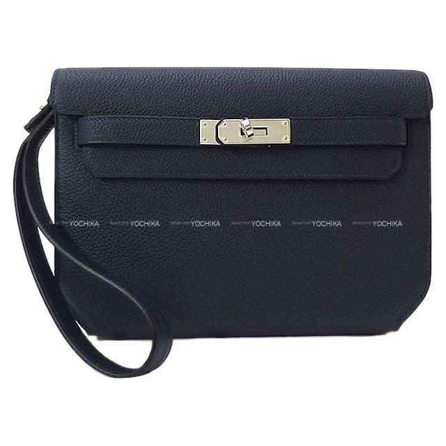 エルメス クラッチポーチ バッグ "ケリーデペッシュ25" ブルーニュイ トゴ シルバー金具 新品