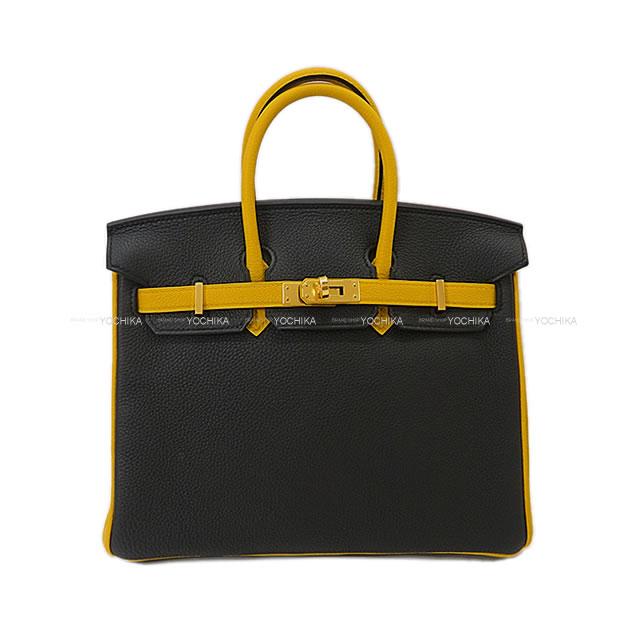 HERMES エルメス バーキン25 スペシャルオーダー 黒(ブラック)/ジョーヌアンブル トゴ ゴールド金具 新品