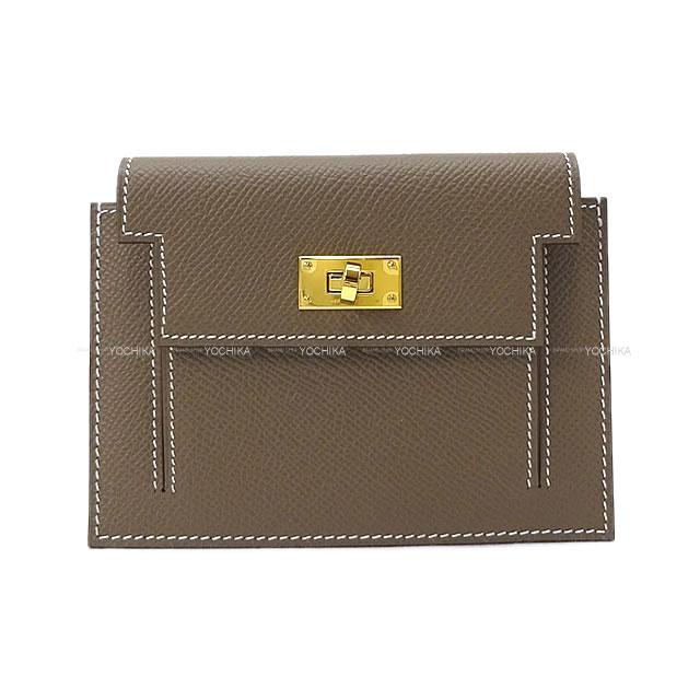 HERMES エルメス コンパクト 財布 "ケリーポケット" エトープ(エトゥープ) エプソン ゴールド金具 新品