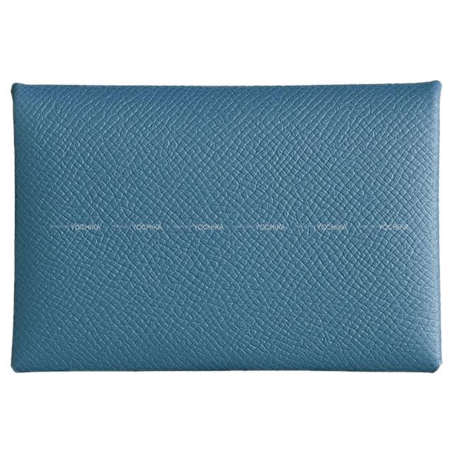 HERMES エルメス カードケース Calvi(カルヴィ) ブルーアズール エプソン シルバー金具 新品