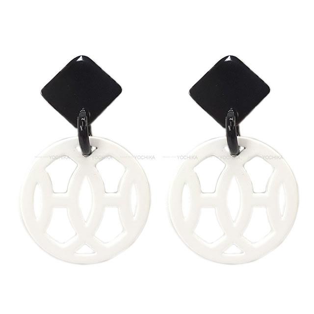 HERMES エルメス ピアス "HAVA アヴァ" 白 バッファローホーン シルバー金具 新品