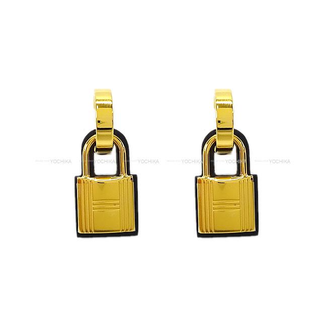 HERMES エルメス カデナ型 ピアス "O'Kelly オーケリー" PM 黒(ブラック) スイフト ゴールド金具 新品