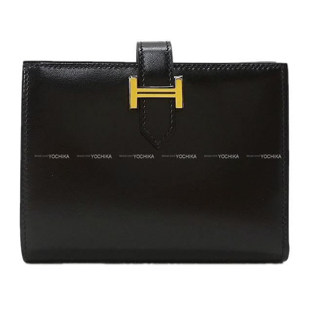 HERMES エルメス 財布 ベアンコンパクト 黒(ブラック) ボックスカーフ ゴールド金具 新品未使用