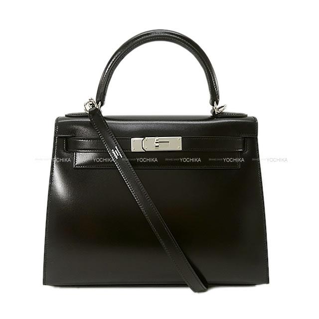 HERMES エルメス ハンドバッグ ケリー28 外縫い 黒(ブラック) ボックスカーフ シルバー金具 新品