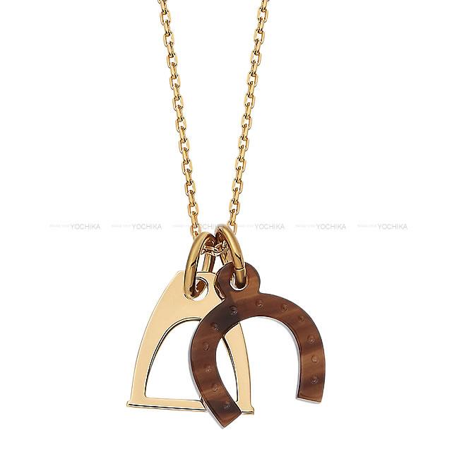 HERMES エルメス 馬蹄＆鐙型 ペンダント ネックレス "アミュレット パドロック" PM バッファローホーン