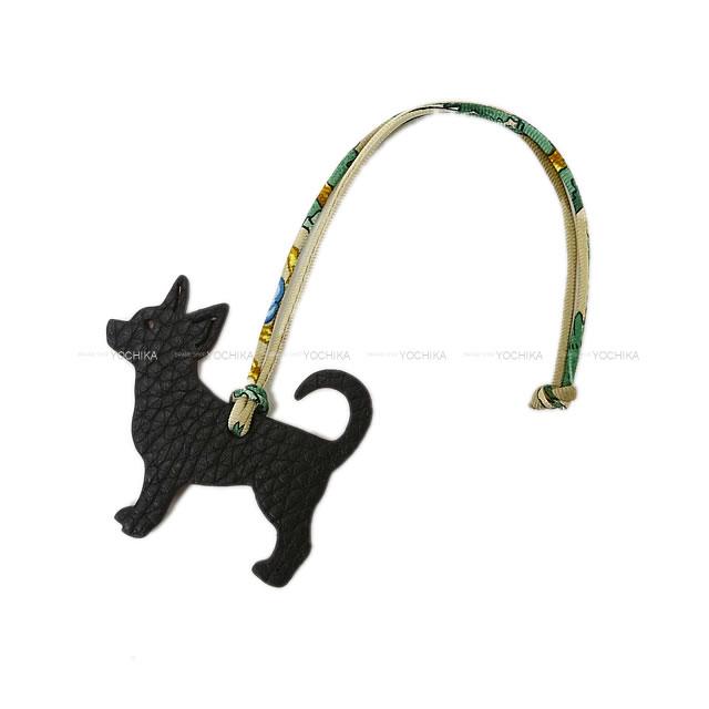 HERMES エルメス バッグチャーム プティアッシュ "チワワ 犬" 黒(ブラック)/ルージュカザック トゴ/エプソン 新品
