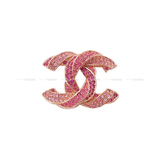 CHANEL シャネル ラインストーン ツイスト ココマーク ブローチ 小