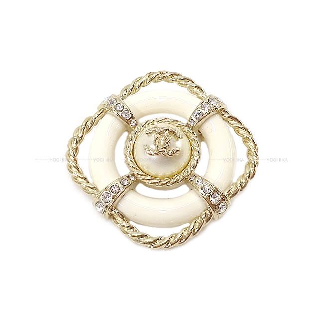 CHANEL シャネル パール ココマーク 浮き輪 ロープ ブローチ B19C 白/ゴールド ゴールド金具 新品未使用