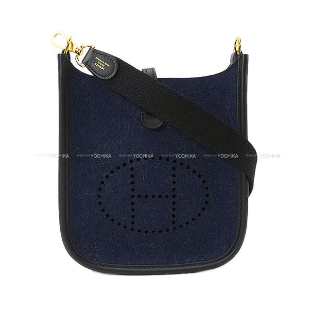 HERMES エルメス ショルダーバッグ ミニ エブリン エヴリン 16 TPM アマゾン ブルーニュイ/黒 フェルト