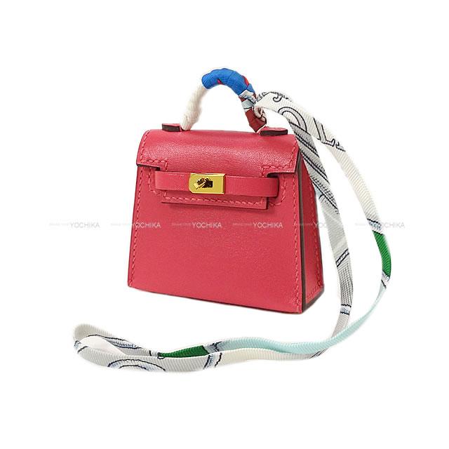 HERMES エルメス ミニミニ バッグチャーム ケリートゥイリー(ツイリー) ローズリップスティック タデラクト