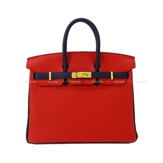 HERMES エルメス バーキン25 スペシャルオーダー ルージュドクー/ブルーニュイ トゴ ゴールド金具 新品