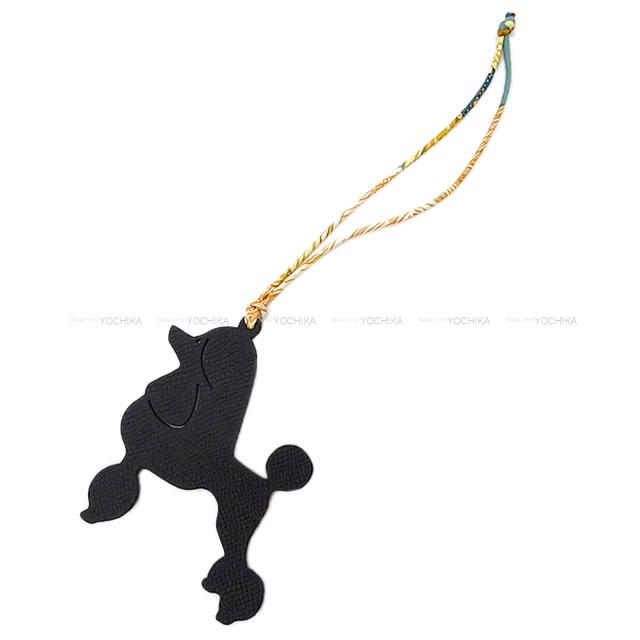 HERMES エルメス バッグチャーム プティアッシュ "プードル 犬" 黒(ブラック)/ブルーオラージュ エプソン/トゴ 新品