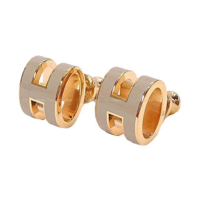 HERMES エルメス ピアス "ポップアッシュ" H型 マロングラッセ ローズゴールド金具 新品