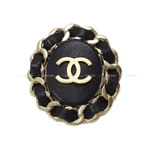 CHANEL シャネル チェーンアラウンド ココマーク ブローチ 黒 マットゴ