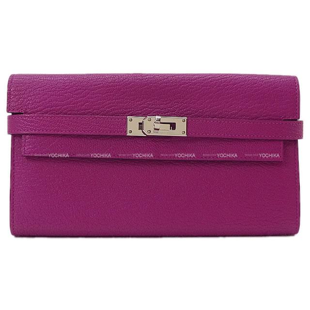 HERMES エルメス 財布 ケリーウォレット ローズパープル シェーブル シルバー金具 新品未使用