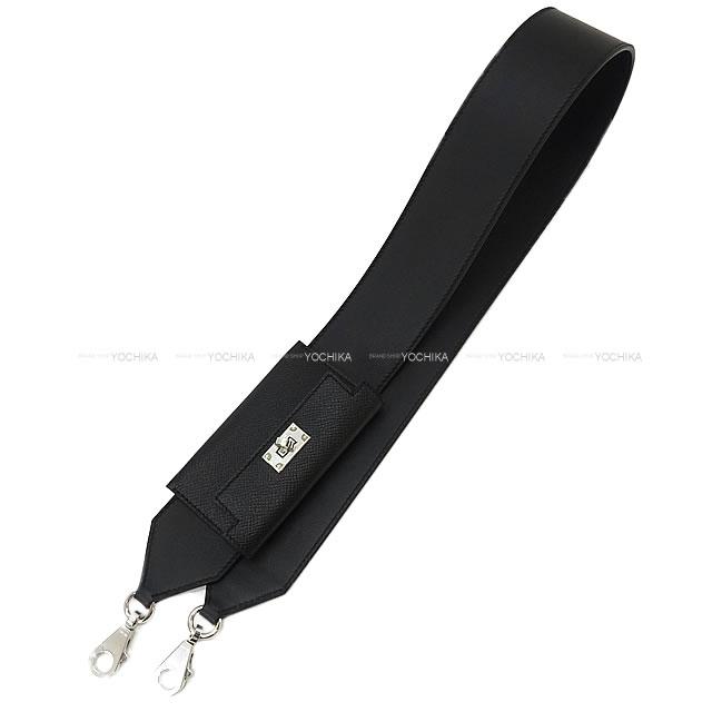 HERMES エルメス ショルダーストラップ "バンドリエール ケリーポケット 50mm" 85cm 黒(ブラック)  新品