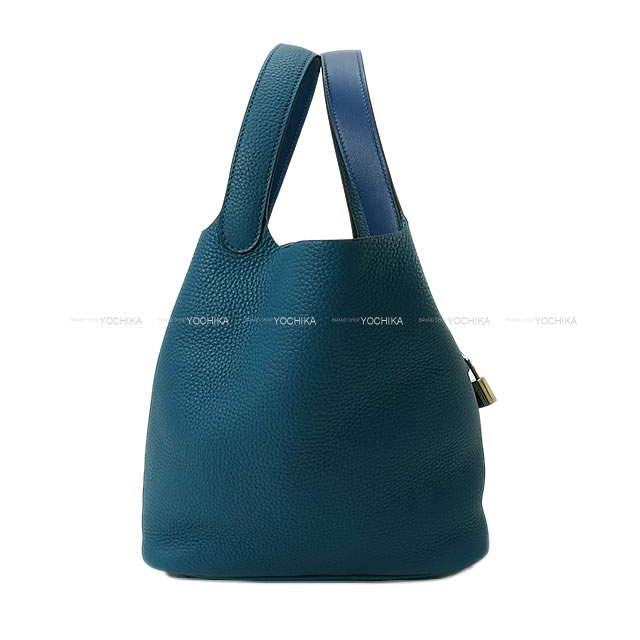 HERMES エルメス ハンドバッグ ピコタンロック エクラ 22 MM ヴェールボスフォール/ディープブルー トリヨン/スイフト シルバー金具 新品未使用