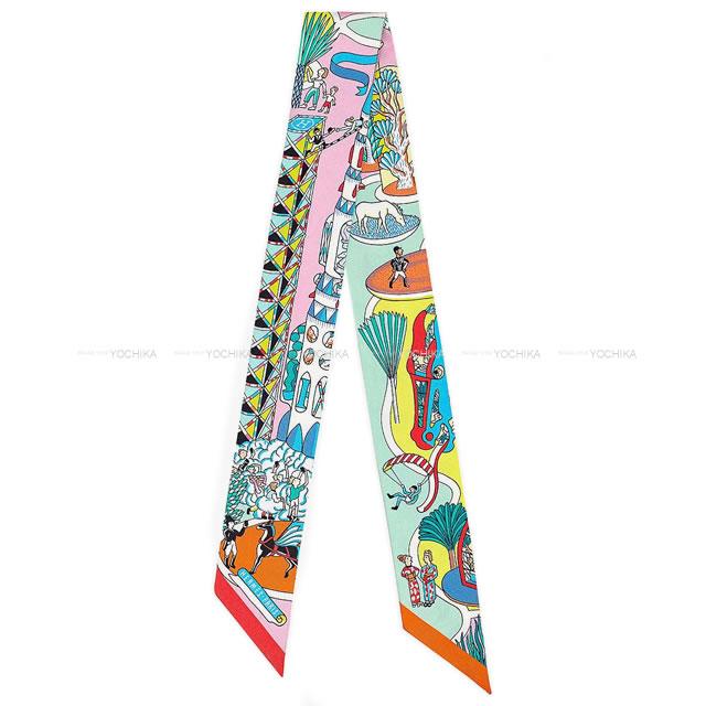 HERMES エルメス ツイリー スカーフ "万国博覧会" ルージュ/ブルーエレクトリック/ゴールド 新品