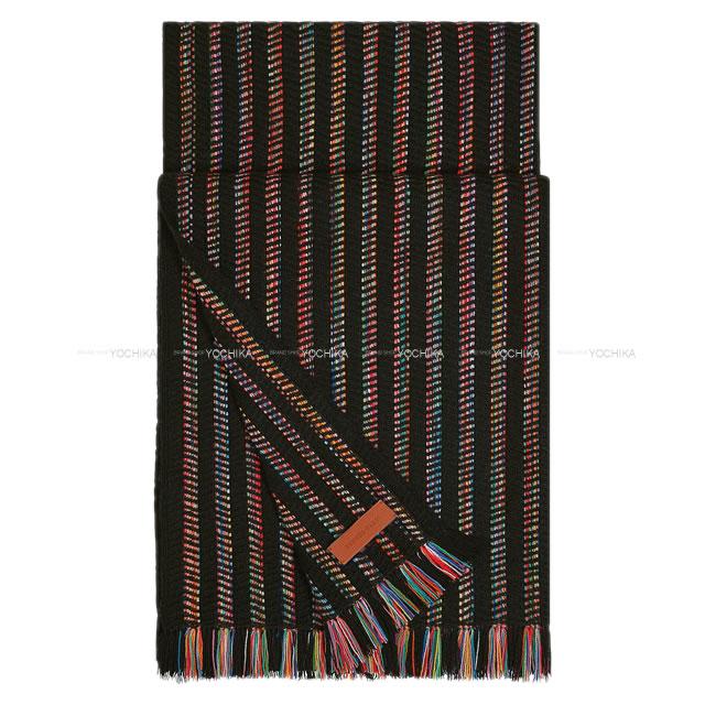 HERMES エルメス マフラー "ASTRO STRIPES" 黒(ブラック)/マルチカラー