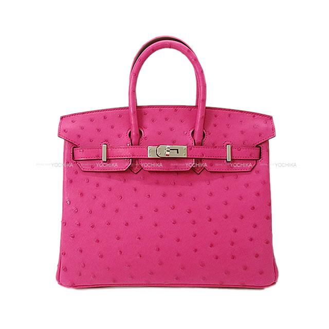 HERMES エルメス ハンドバッグ バーキン25 ローズティリアン オーストリッチ シルバー金具 新品