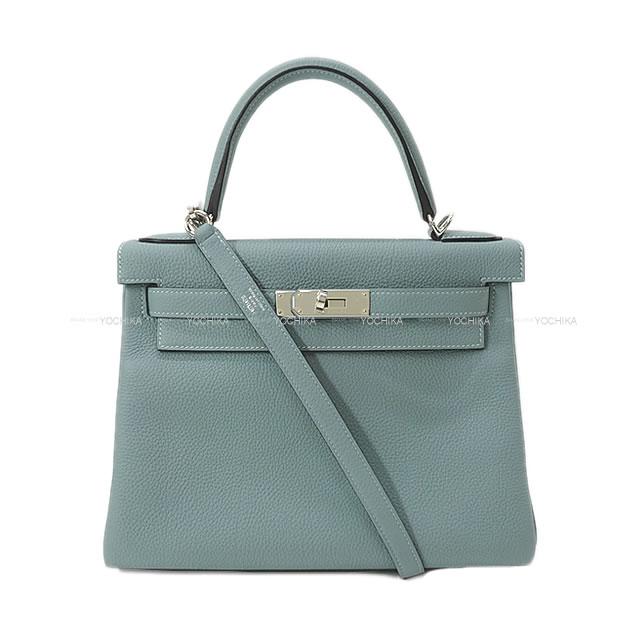 HERMES エルメス ハンドバッグ ケリー28 内縫い シエル トゴ シルバー金具 新品