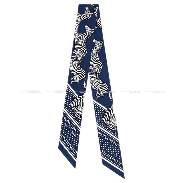 エルメス ツイリー スカーフ "ゼブラ バンダナ " マリン/黒(ブラック)/白(ホワイト) シルク100% 新品