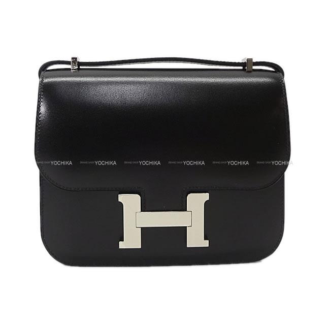HERMES エルメス ショルダーバッグ コンスタンス3 ミニ 18 黒(ブラック) ボックスカーフ シルバー金具 新品