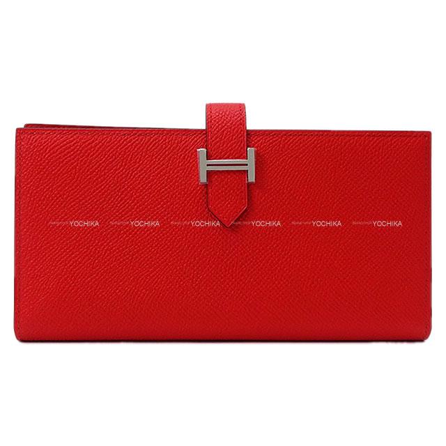 HERMES エルメス 長財布 ベアンスフレ ルージュドゥクー エプソン シルバー金具 新品