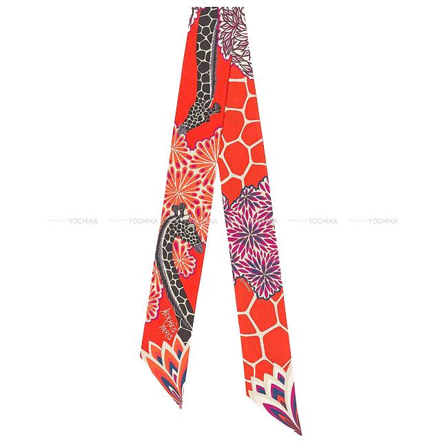 エルメス ツイリー スカーフ "三美神" バーミリオンXフューシャX黒 シルク100% 新品