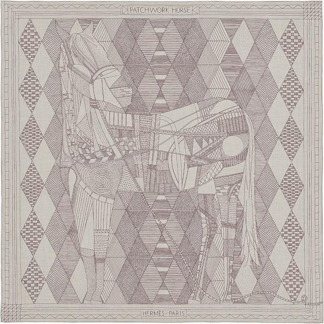 エルメス ショール カレ140 "ブランデンブルグ飾り ドット" ブルーノワール/ゴールド/ルージュ 新品