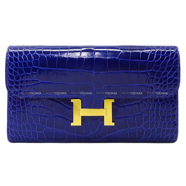 HERMES エルメス 長財布 コンスタンス ロング ローズシェラザード クロコダイル アリゲーターシャイニー ゴールド金具