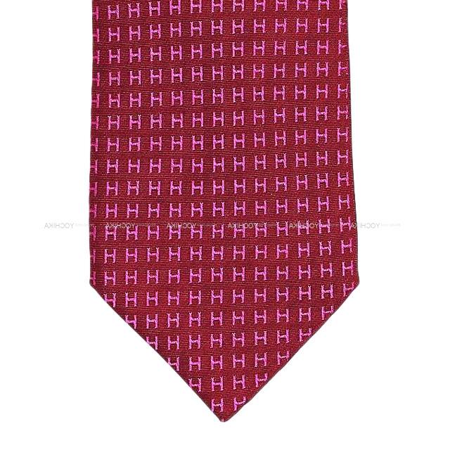 エルメス バイカラー ネクタイ "Hロゴ/FACONNEE H" ルージュカーディナルXルージュ 新品