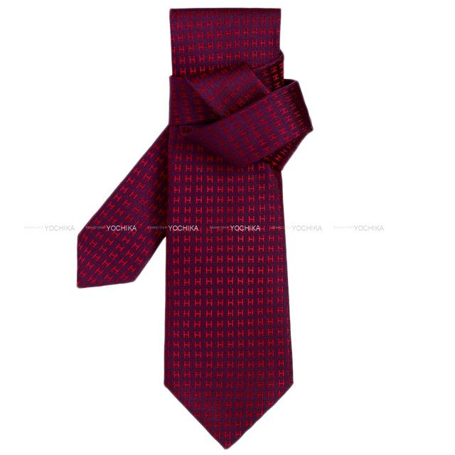 エルメス バイカラー ネクタイ "Hロゴ/FACONNEE H" カシスXフューシャ シルク100% 新品未使用