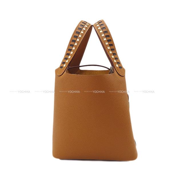 エルメス ハンドバッグ ピコタンロック トレサージュ・ドゥ・キュイール 18 PM ゴールド/クレ/黒 エプソン 新品未使用