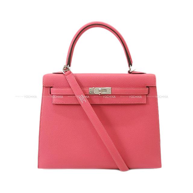 HERMES エルメス ハンドバッグ ケリー25 外縫い ローズリップスティック ヴォーマダム シルバー金具 新品