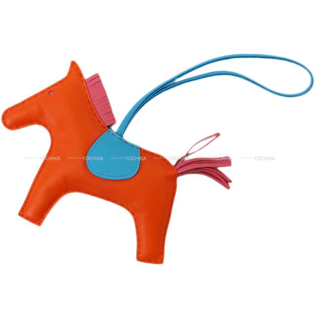 エルメス バッグチャーム "ロデオ/RODEO" GM オレンジポピー/セレステ/ローズアザレ 新品未使用