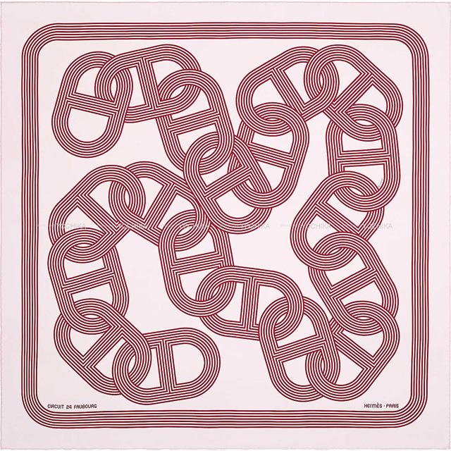 HERMES エルメス スカーフ カレ90 "フラミンゴパーティー" パルムXリラXベージュローズ シルク100% 新品未使用