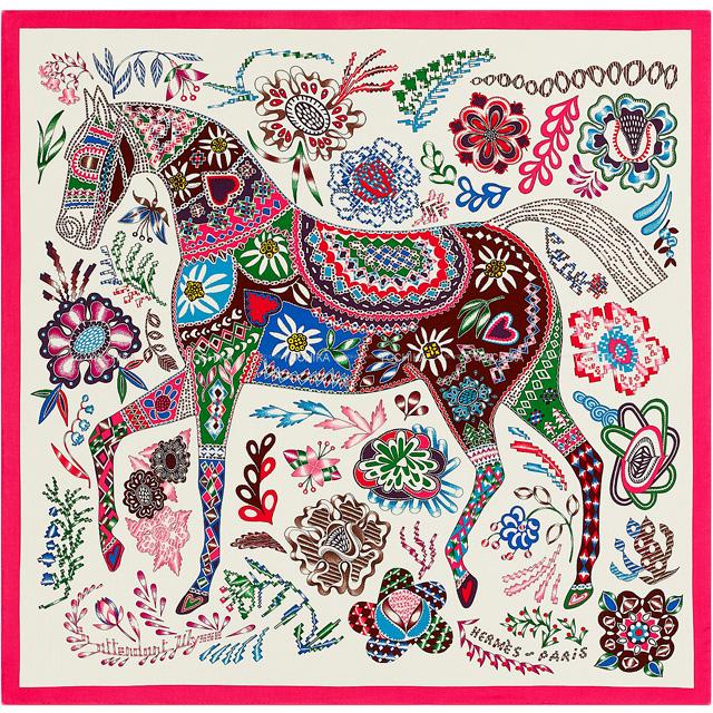 2021年春夏新作 エルメス カレ140「オデュッセウスを待ちながら」 白/ローズヴィフ/マルチカラー カシミヤ/シルク 新品