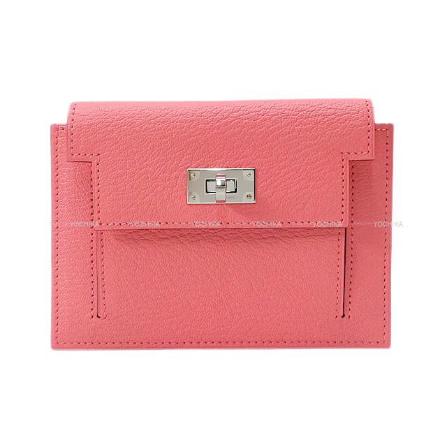 HERMES エルメス コンパクト 財布 "ケリーポケット" ローズエテ(ローズデテ) シェーブル シルバー金具 新品