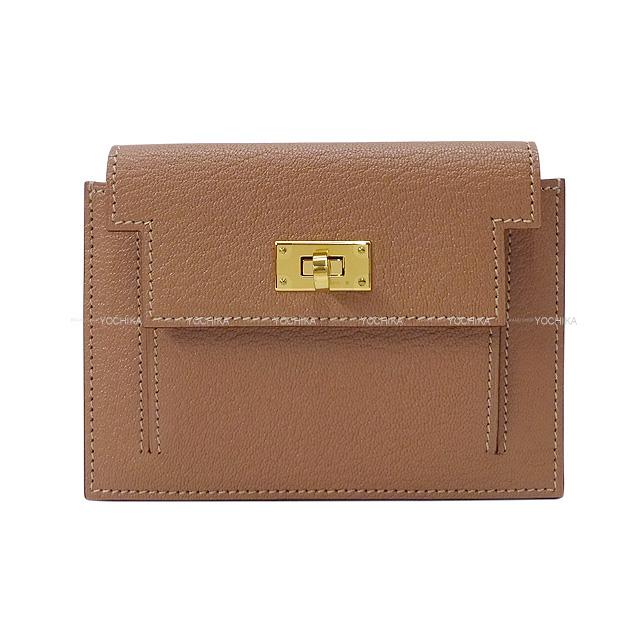 HERMES エルメス コンパクト 財布 "ケリーポケット" エトープ(エトゥープ) エプソン ゴールド金具 新品