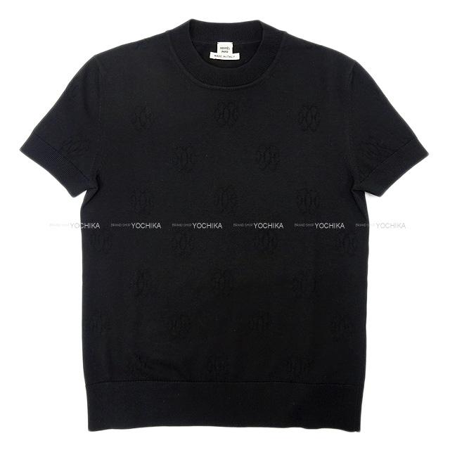 2021年 春夏 HERMES エルメス レディース 半袖 ニット "H リフト" 黒 シルク/コットン #34 新品