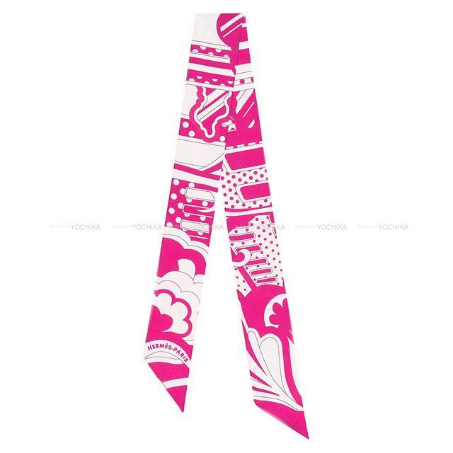 HERMES エルメス ツイリー スカーフ "フォーブルレインボー" ローズヴィフ/白(ホワイト) シルク100% 新品未使用