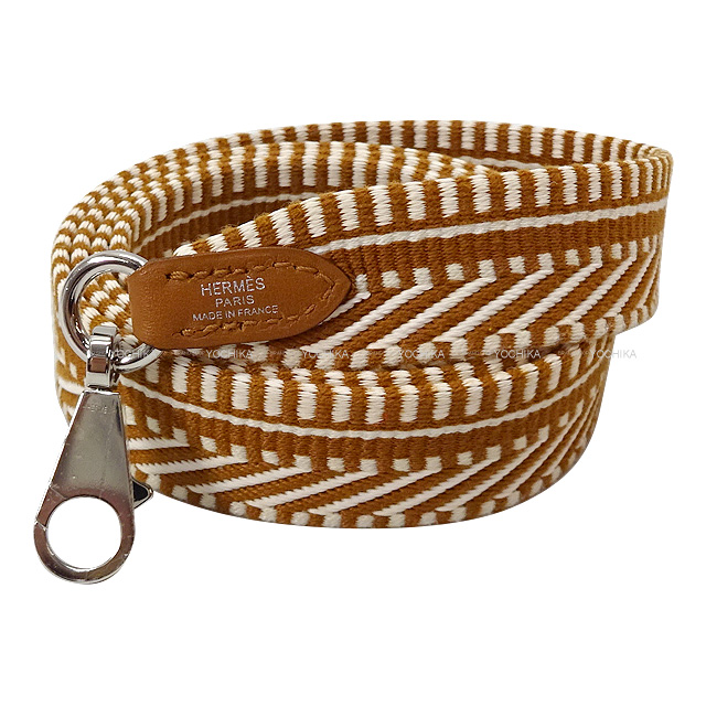 HERMES エルメス ショルダーストラップ "バンドリエール サングル カヴァル 25mm" 105cm エクリュX白(ホワイト)Xゴールド