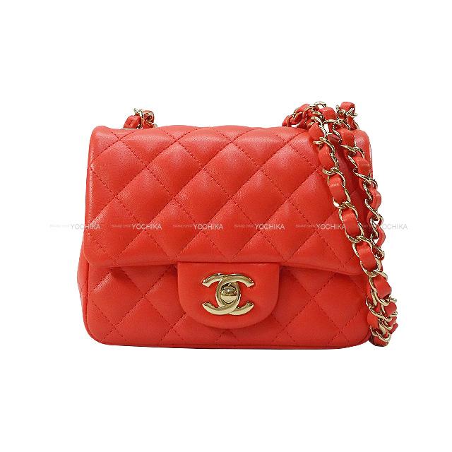 CHANEL シャネル ミニ マトラッセ チェーン ショルダーバッグ ポピーレッド ラムスキン ゴールド金具 A35200 新品