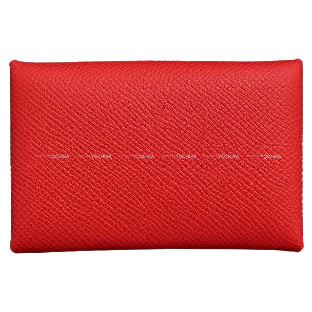 HERMES エルメス カードケース Calvi(カルヴィ) ルージュドクー エプソン シルバー金具 新品未使用