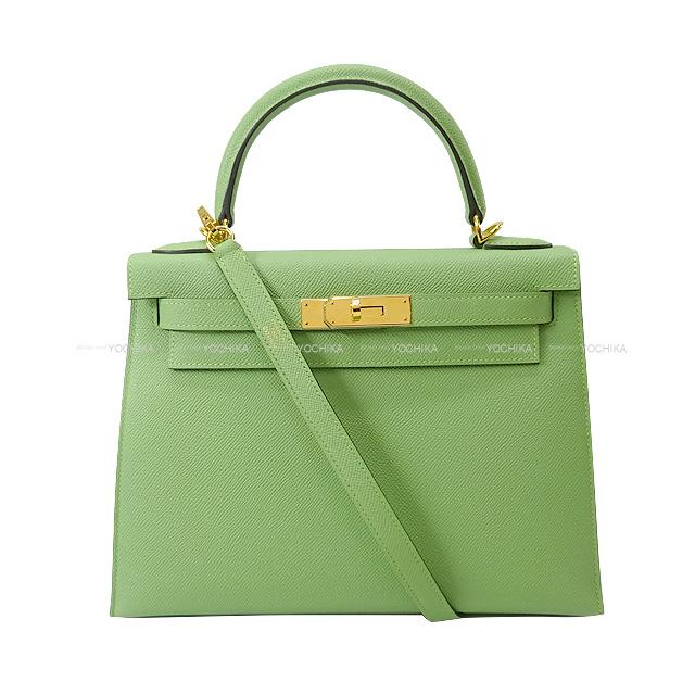 HERMES エルメス ハンドバッグ ケリー28 外縫い ヴェールクリケット エプソン ゴールド金具 新品未使用