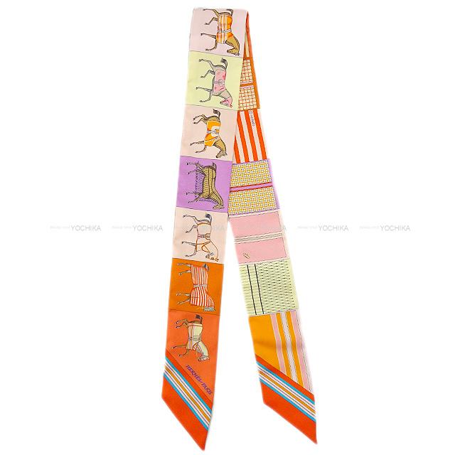 HERMES エルメス ツイリー スカーフ "新 馬着" オレンジ/モーヴ/ジョーヌ シルク100% 新品