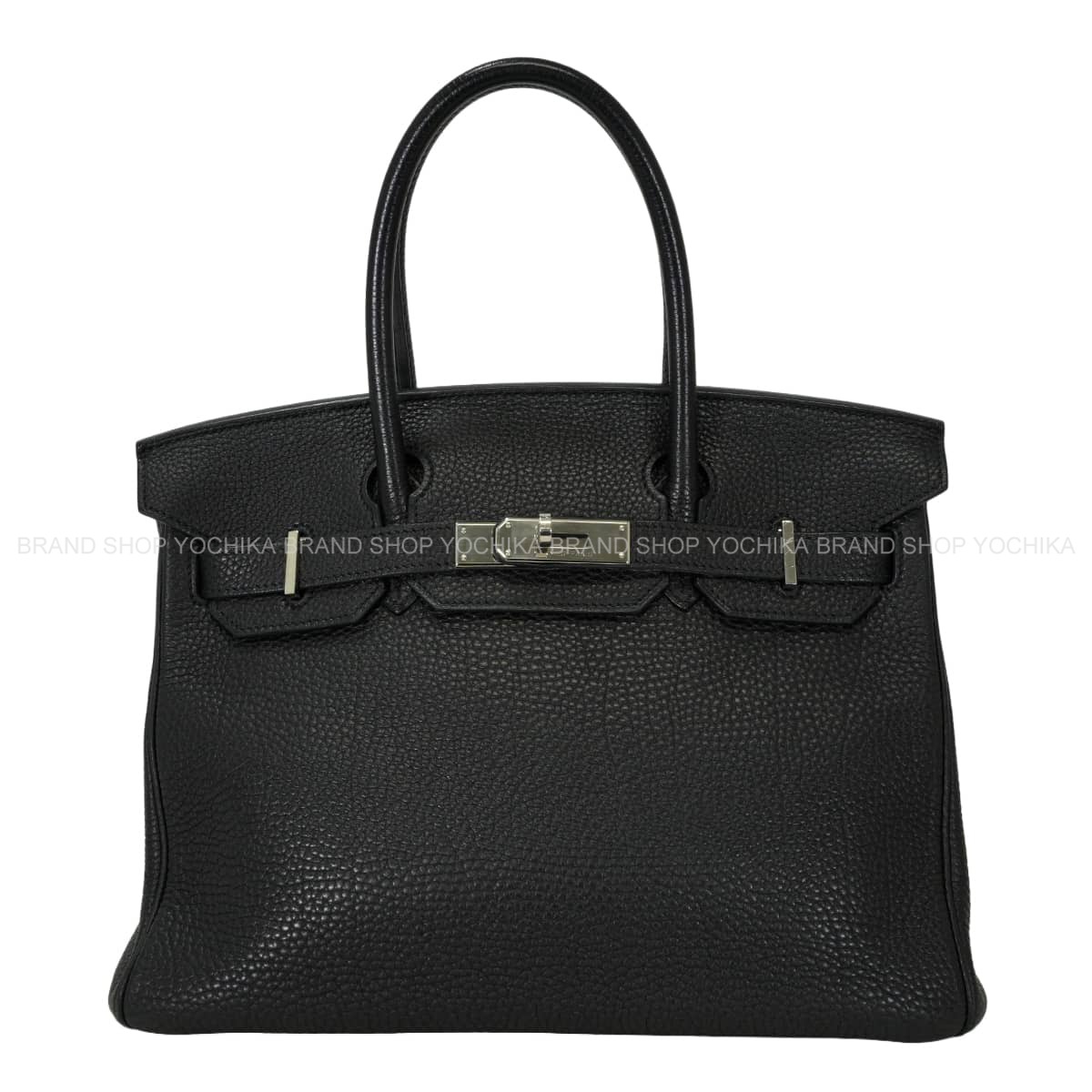 HERMES エルメス ハンドバッグ バーキン30 黒 (ブラック) フィヨルド シルバー金具 □L刻印 ABランク【中古】