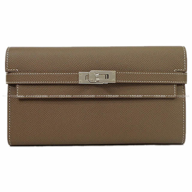 HERMES エルメス ケリーウォレット ロング クラシック 財布 エトープ(エトゥープ) エプソン シルバー金具 新品