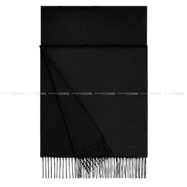 HERMES エルメス マフラー ロゴモチーフ ユニブロデ 黒 (ブラック 